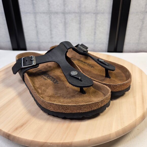 Birkenstock Gizeh Black Oiled Leather Thong Sandals Women EU 39/ US 8 - Picture 3 of 13